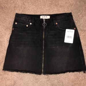 Free People Mini Black Jean Skirt